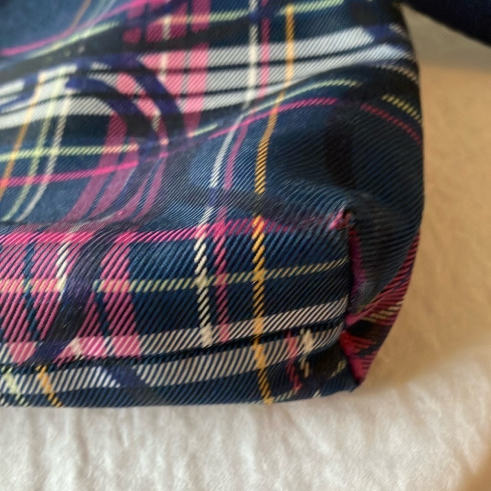 Coach: Navy & Pink Tartan Plaid Crossbody Bag- Silver Tone - Picture 7 of 16